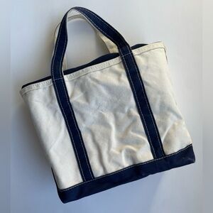 L.L. Bean Medium Boat & Tote, Natural and Navy